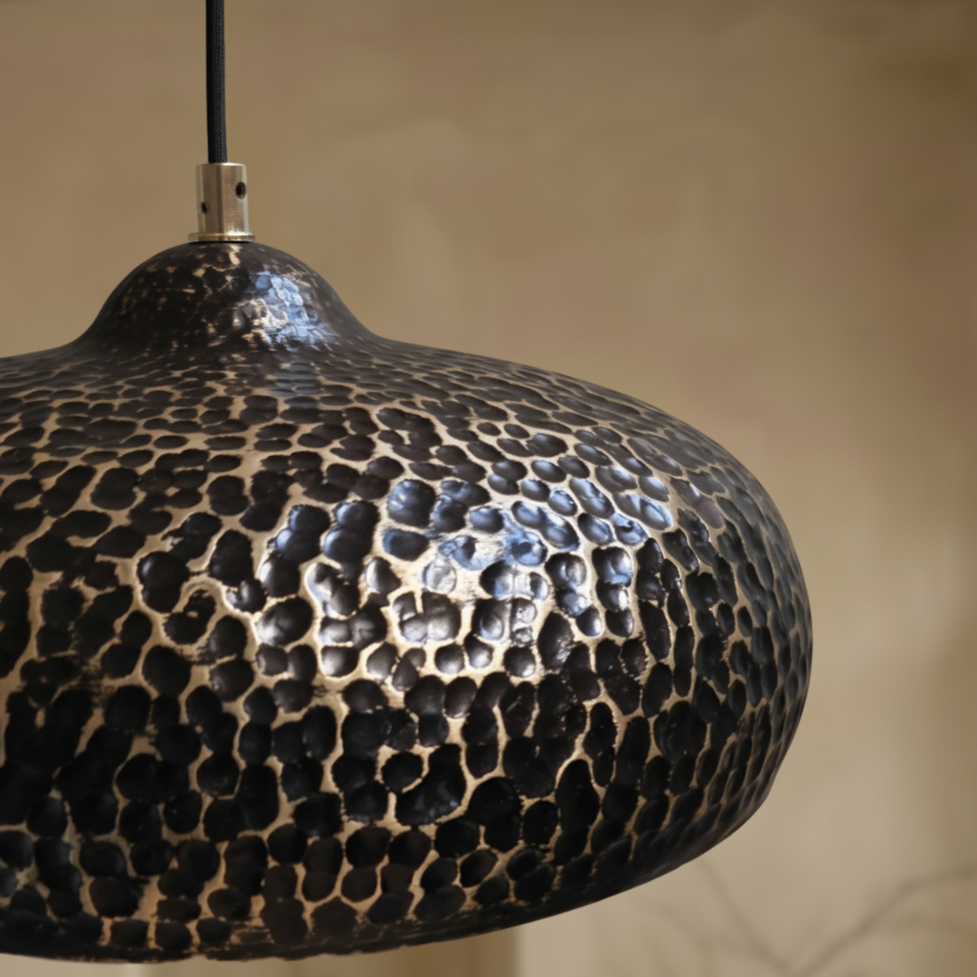 Handcrafted Hammered Brass Pendant Light – Dome Ceiling Fixture for Kitchen & Dining Spaces