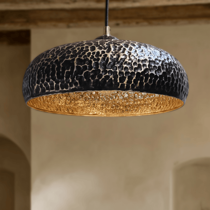 Handcrafted Hammered Brass Pendant Light – Dome Ceiling Fixture for Kitchen & Dining Spaces