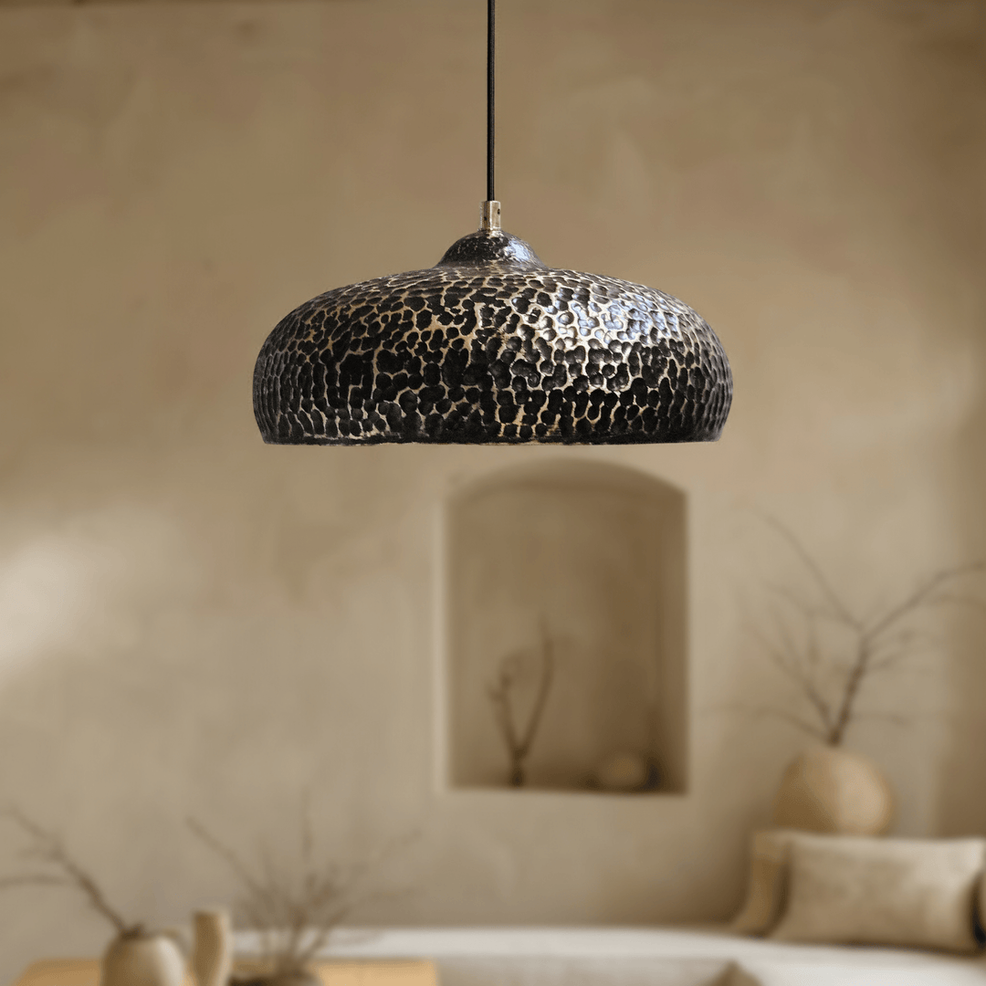 Handcrafted Hammered Brass Pendant Light – Dome Ceiling Fixture for Kitchen & Dining Spaces