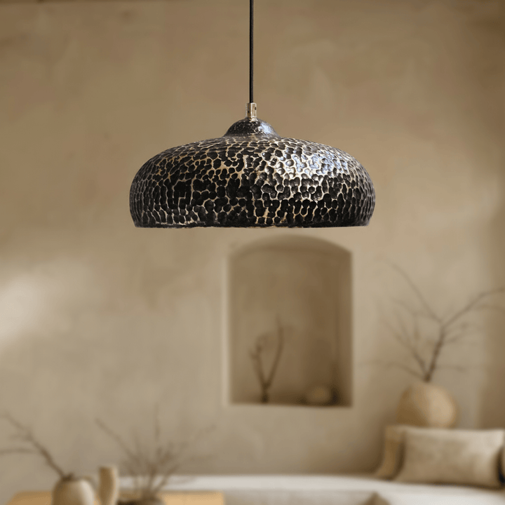 Handcrafted Hammered Brass Pendant Light – Dome Ceiling Fixture for Kitchen & Dining Spaces